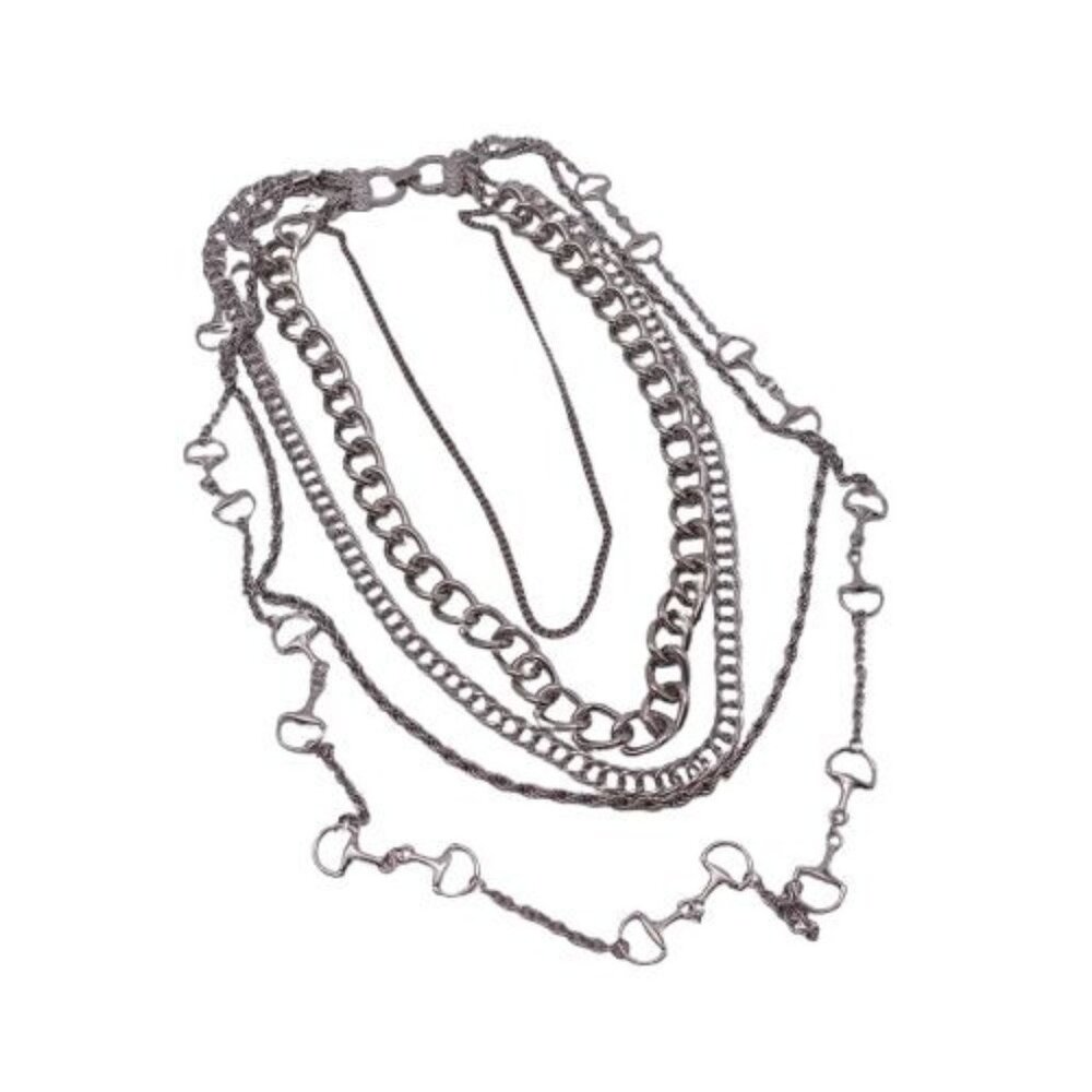 OPC CN Costumizable 5 Strand Necklace Chunky Horsebit Chain Link Silvertone